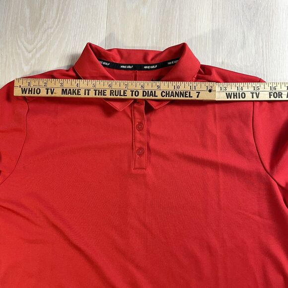 Nike Golf Polo Women's Large Red Dri-Fit Shirt Golfing Attire Sleeve Swoosh Dri - Picture 11 of 15